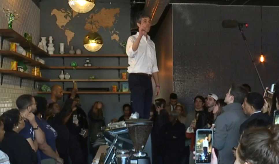 O'Rourke Standing on a Table